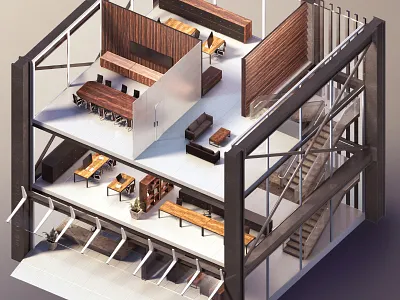 WIP: Now with Colors 3d building isometric mentalray photoshop rendering