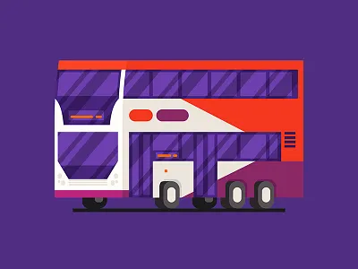 SBS Transit Bus bus buses illustration illustrator purple red sbs transport transportation vector vehicles