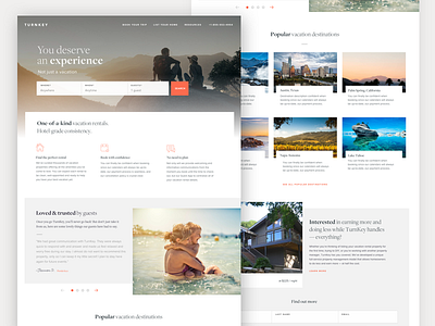 Vacation Rentals - Homepage big images grid large hero simple travel ui website