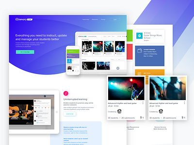 Tenory Sync homepage UI design cards classroom education homepage mobile payment responsive school tenory ui ux web website