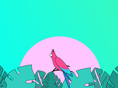 Neon Twilight 2d 80s blog illustration neon parrot partyparrot