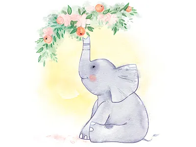Baby elephant animals baby cute elephant for children illustration illustration for children kids nursery watercolor