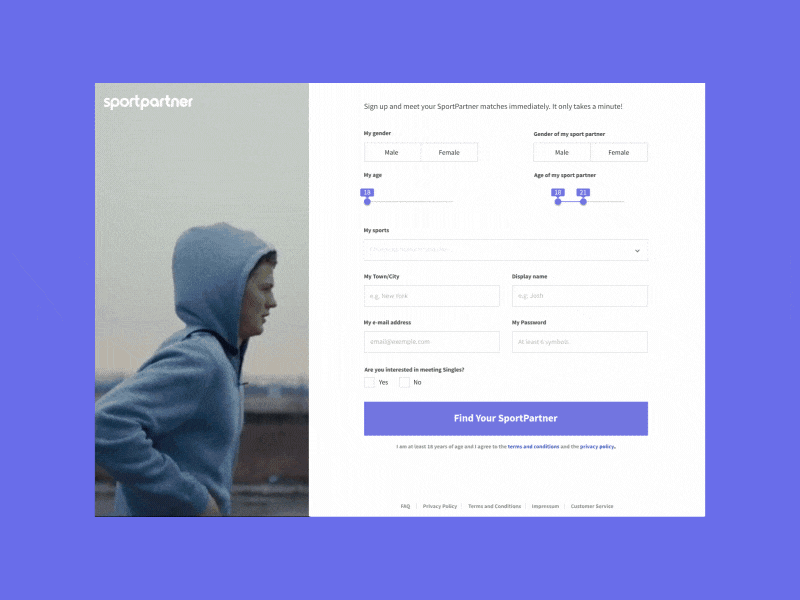 Sport sign up animation athlete design icons interection motion registration sign up sport training ui ux