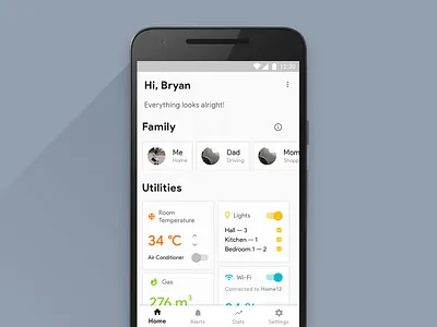 Daily UI 021: Home Monitoring Dashboard android app daily ui dashboard minimal mobile ui ui design ux ux design
