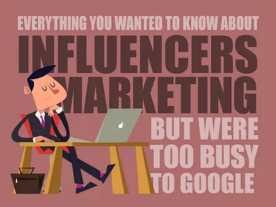 Everything you wanted to know about Influencers Marketing computer flat infographics midcentury notebook office social media suit suitcase