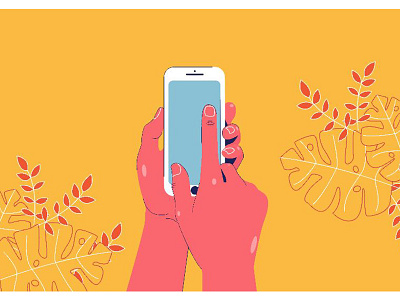 Communicating color design fingers flowers hand illustration art phone thumb