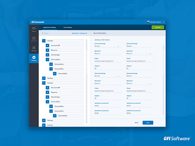 GFI Accounts - Manage Application Settings page dashboard landing page product sketch sketchapp ui user experience user interface ux web app web design website