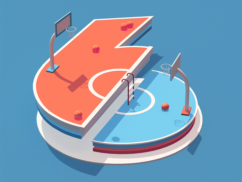 Six animation basket basketball c4d court gif six