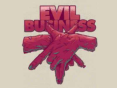 EVIL BUSINESS band sticker tshirt