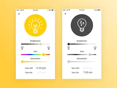 Settings (Daily UI Challenge #7) daily ui daily ui challenge light app lightbulb mobile settings smart home smart lighting ui user interface