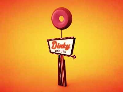 Dinky Donuts americana c4d dinky donuts neon render roadside signage