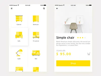 Daily 09 Furniture mall APP app bed cards chair design dribble page pay shop table ui ux