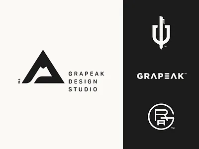 Grapeak Design Studio Logo Explorations black butique custom logo logotype minimal monogram mountain peak print symbol typography