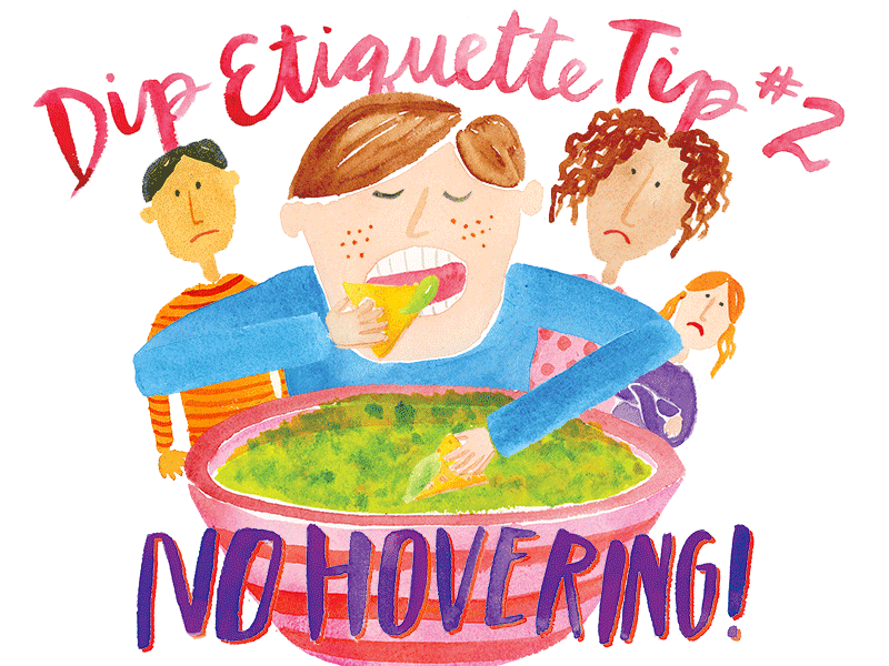 Dip Etiquette 100 day project animation bright cooking dip etiquette guacamole hover illustration watercolor watercolour