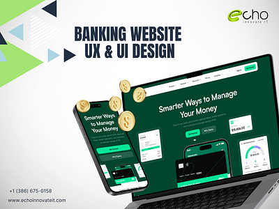 Modern Banking Website - UX & UI Design | FinTech 3d animation graphic design motion graphics ui