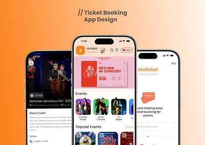 Ticket Booking App Design animation appdesign booking app mobile ticket booking app orange color redesign swiggy theme ticket ui design