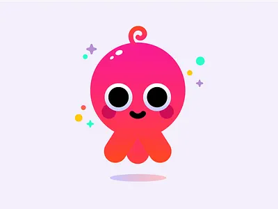 Baby Squid animal baby cute fun gradient illustrator sea squid vector