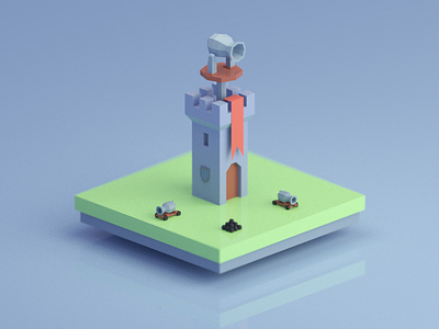 Castle Tower | Color study b3d blender castle days of poly isometric low poly medieval miniature render tower