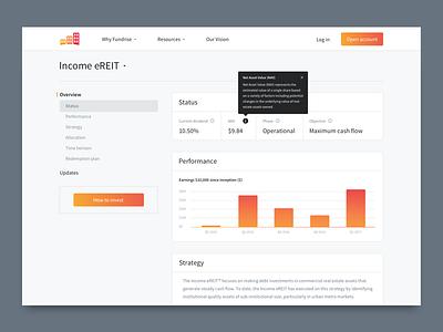 Investment detail page data design desktop interaction layout performance ui ux web