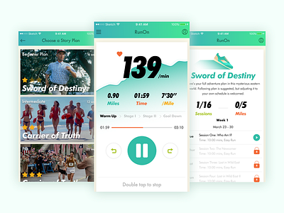 Running with Audiobooks audio fitness green mobile running sport ui