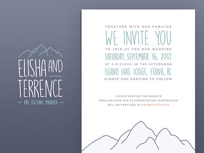 Wedding Invite Design hand drawn illustration minimal simple typography wedding