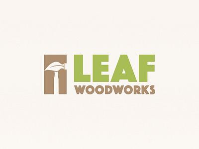 Logo Concept bold branding hammer leaf logo typography woodworking