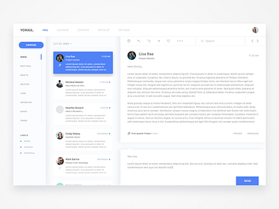 Email App clean email flat mail simple ui ux