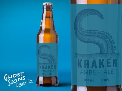 Kraken Amber Ale beer beer bottle bottle brew kraken label logo sea monster