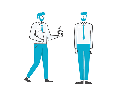 Character Development blue character coffee development human illustration man person