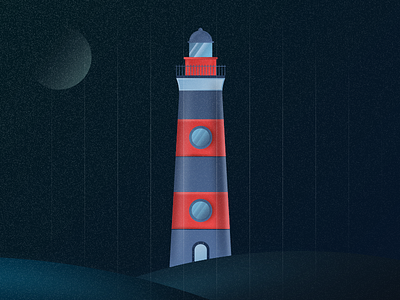 Lighthouse dark icon illustration landscape lighthouse night stars texture