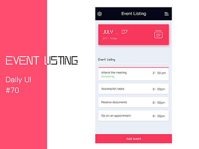 Event Listing 70 daily event listing ui