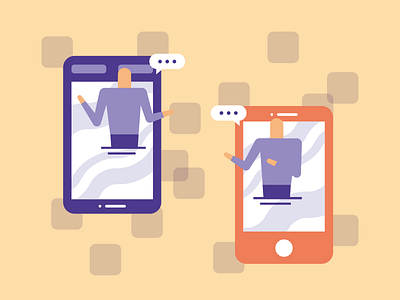 Digital Talk character chat flat illustration internet man network social talk technology telephone