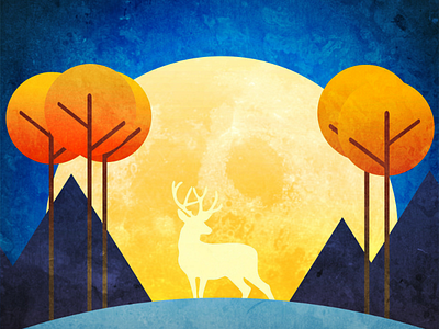 Night vision animal deer drawing illustration texture