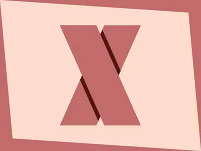 X mark flat grid icon logo mark shadow type vector x