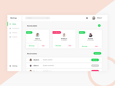 Workers Dashboard 2017 apps clean dashboard design designer desktop interface mobile neatly smooth user