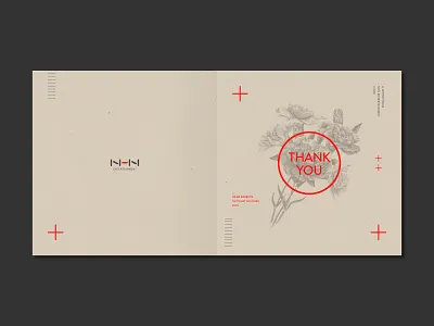 Thank You Card concept card carnation corporate flower graphicdesign grayscale in house parents print red thankyou