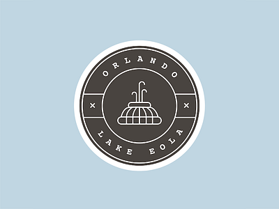 Lake Eola badge fountain icon icondesign lakeeola linework orlando pastel slabserif