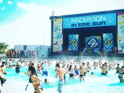 STAGE BANNERS FOR INNOVATION POOL PARTY design designer designing dnb drumnbass eventartwork eventflyers flyers posterdesign