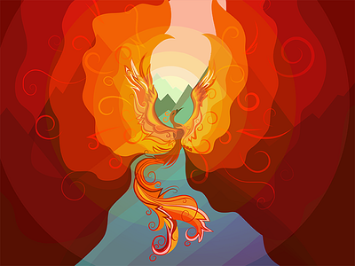 Phoenix illustration illustration mountain phoenix tattoo vector