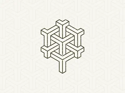 Geometree 3d esher geometric impossible object logo module optic illusion prospective tree wood