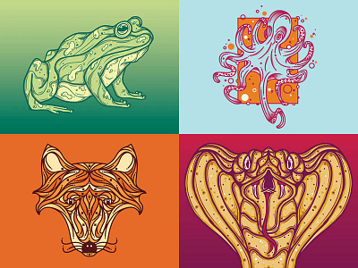 Animal Series Rd. 2 animal series animals cobra fox frog octopus snake wacom intuos