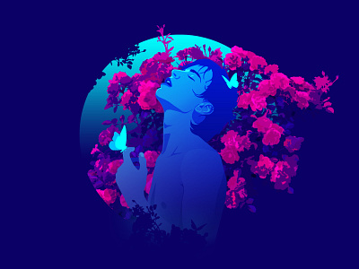 [2] Floral as F🌸ck ! 2d art blue boy butterfly character design flat floral flowers gay graphic design illustration lgbt nature neon photoshop pink queer web