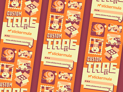 Sticker Mule Custom Tape box custom delivery illustration mule planet stamp stickers tape