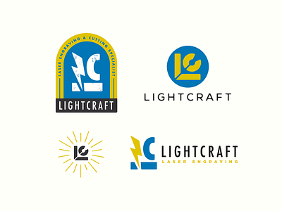 Lightcraft Logo Concepts badge bold c cutting engraving l laser lightening