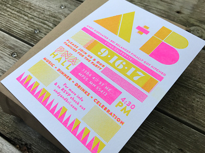 Gittin' Hitched Invite 2 color invite riso risograph wedding