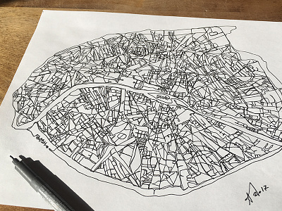 From Paris with love - Oneline ink illustration ink map oneline paris sketch