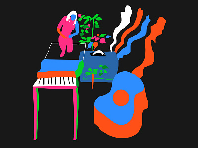 Club Atlético Sujatovich - Illustration club design fluo guitar illustration illustrator piano sounds vector