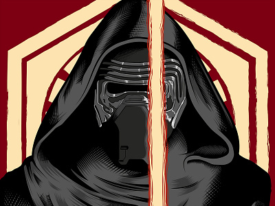 Kylo Ren Portrait art artist illustration illustrator inking kyloren linework logo starwars vector