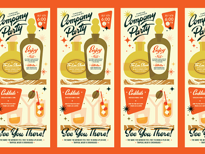 Party Invitation cocktails illustration invitation lettering retro texture