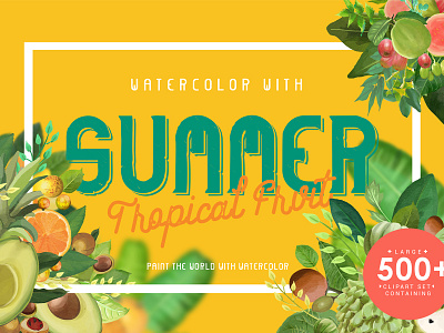 Watercolor With Summer-Tropical Fruit background seamlesst tropic tropical